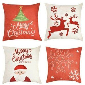 Beeager Christmas Throw Pillow Covers 18x18 " Holiday Farmhouse-Set Of 4